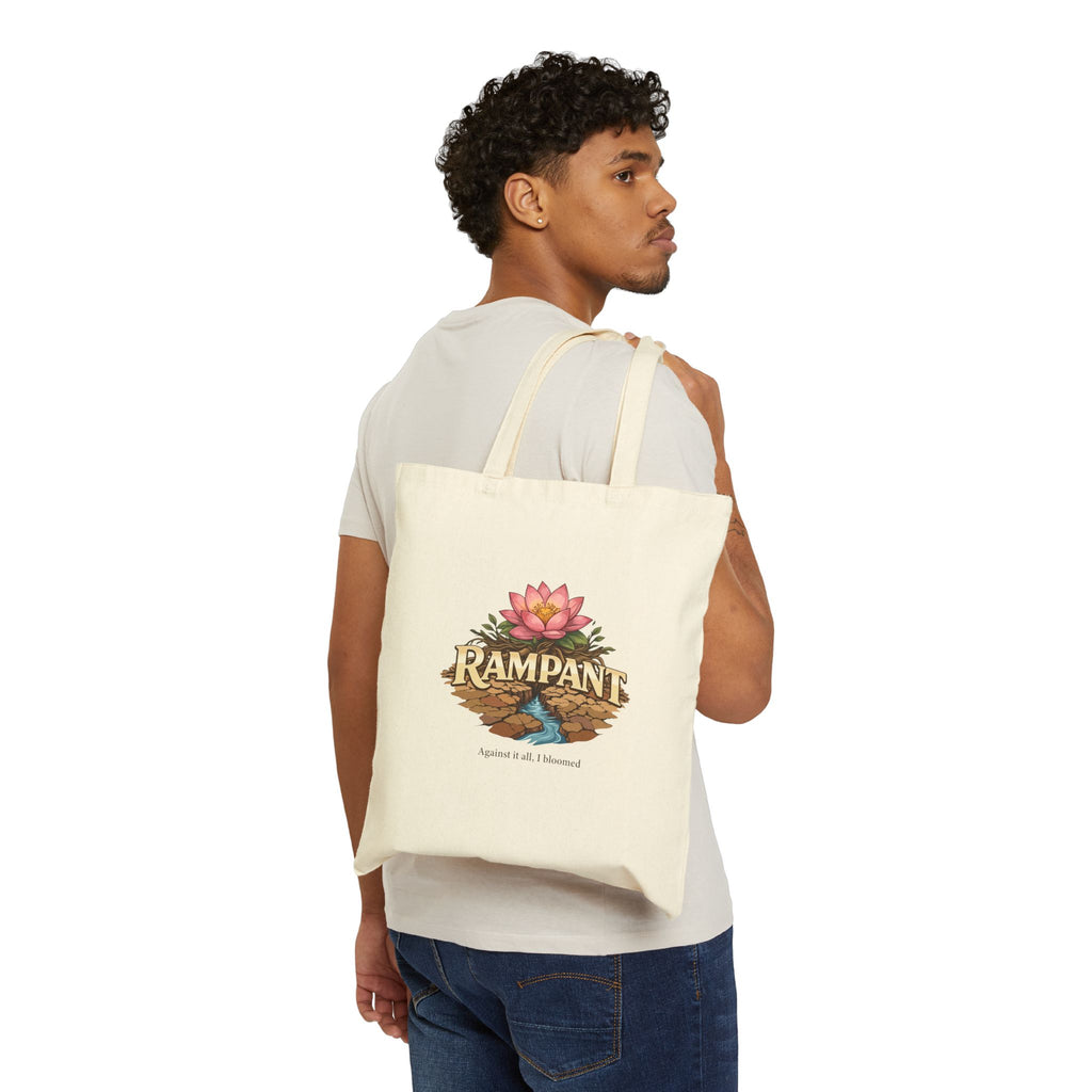 Tote Bag — 'Rampant' Floral Lotus Graphic Cotton Canvas Tote