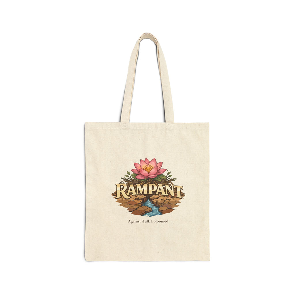 Tote Bag — 'Rampant' Floral Lotus Graphic Cotton Canvas Tote