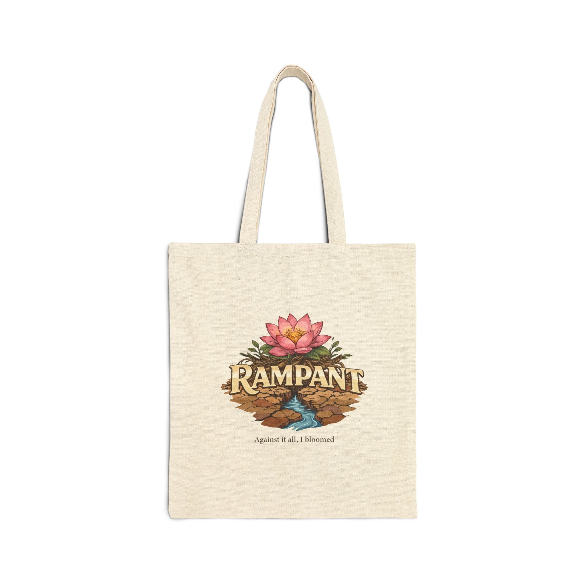 Tote Bag — 'Rampant' Floral Lotus Graphic Cotton Canvas Tote