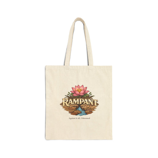 Tote Bag — 'Rampant' Floral Lotus Graphic Cotton Canvas Tote